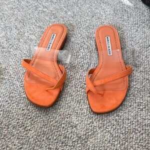 Mango Vibrant Orange Slide Sandals